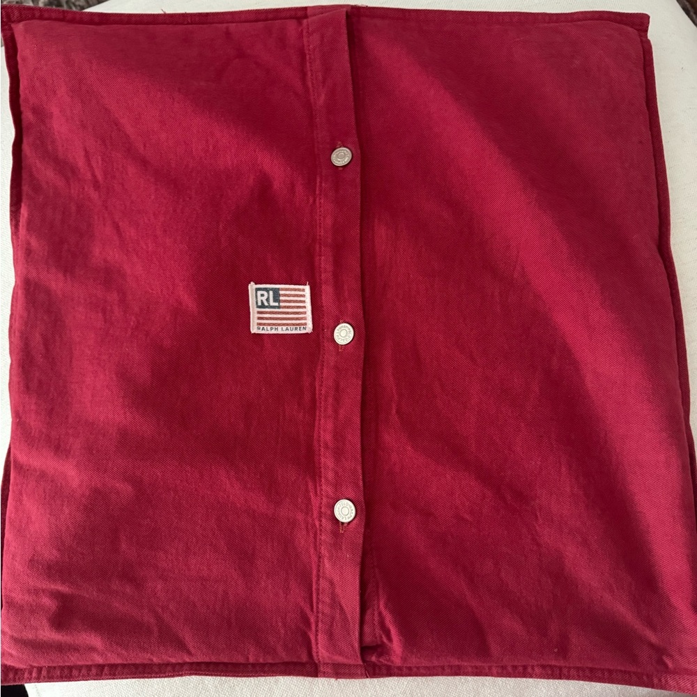 Ralph Lauren Red Fabric Pillow cover with Button Detail